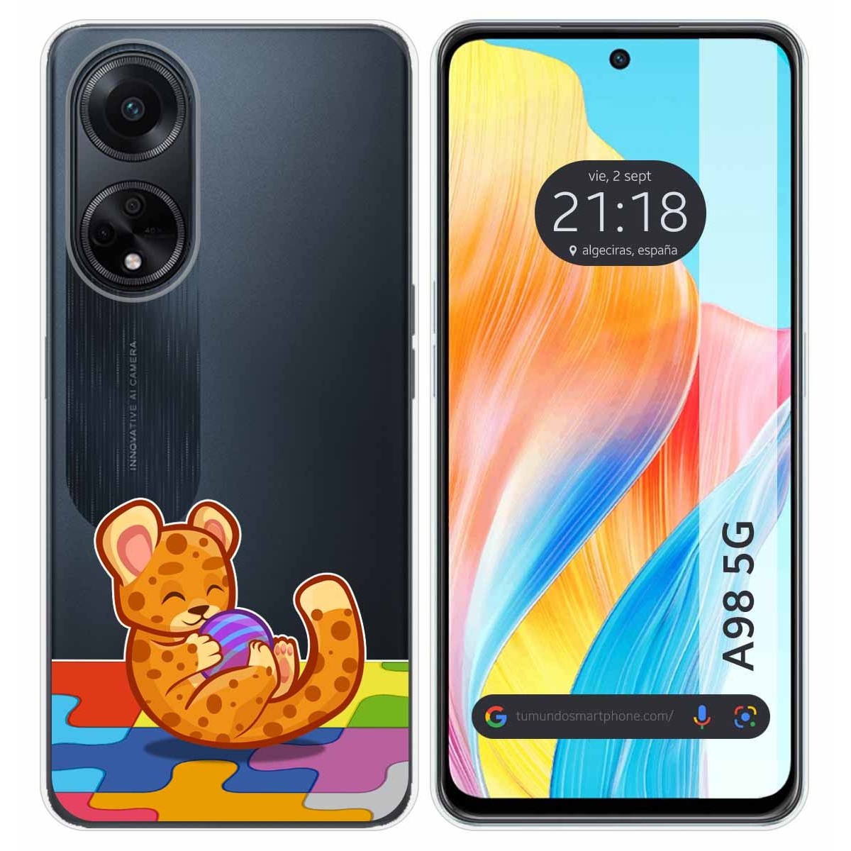 Funda Silicona Transparente para Oppo A98 5G diseño Leopardo Dibujos