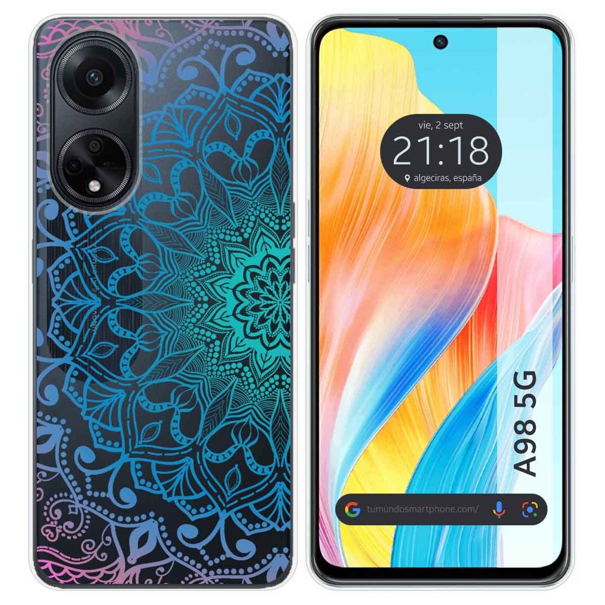 Funda Silicona Transparente para Oppo A98 5G diseño Mandala Dibujos