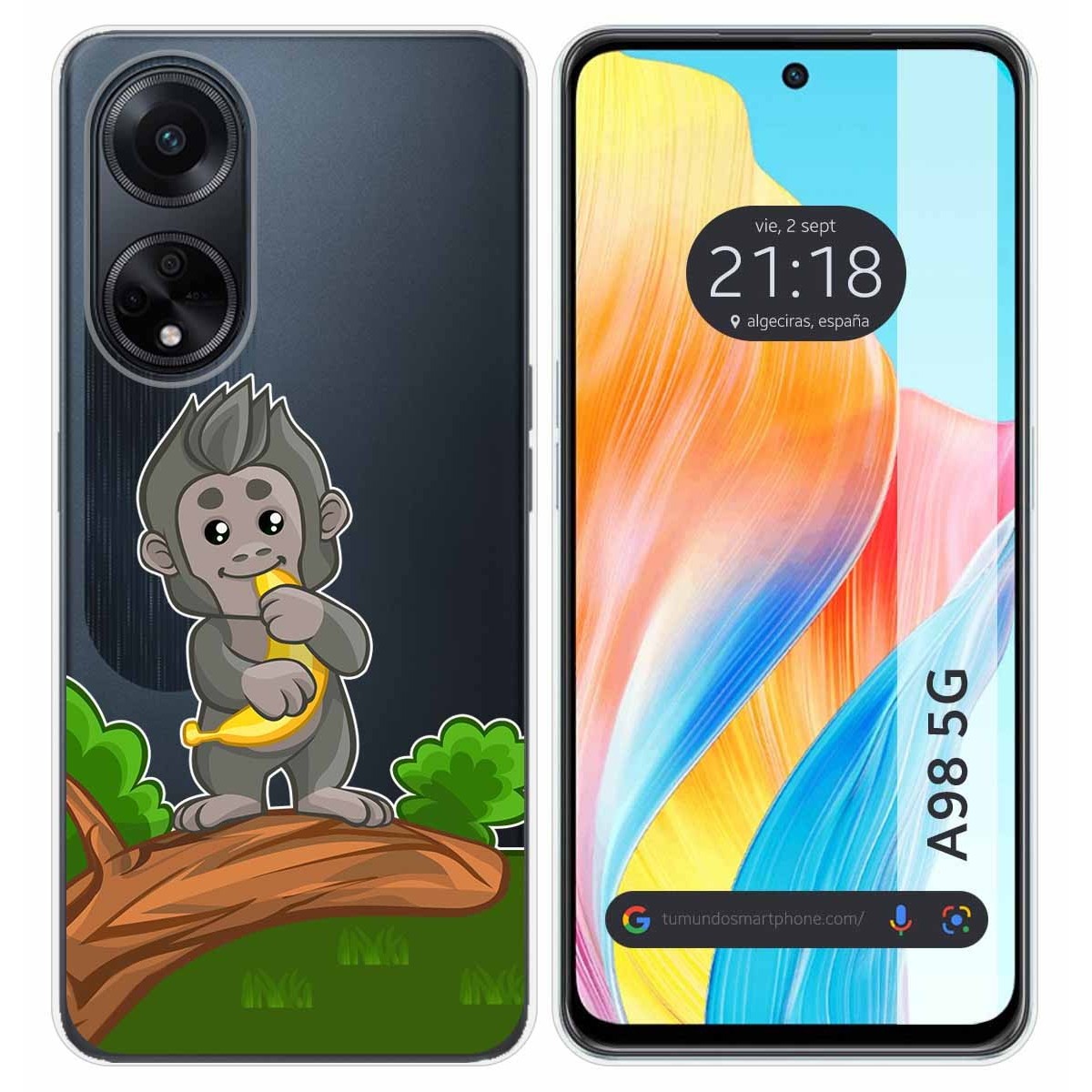 Funda Silicona Transparente para Oppo A98 5G diseño Mono Dibujos
