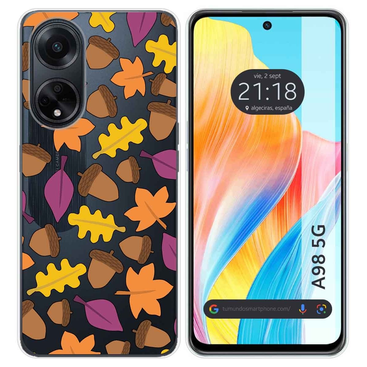 Funda Silicona Transparente para Oppo A98 5G diseño Otoño Dibujos