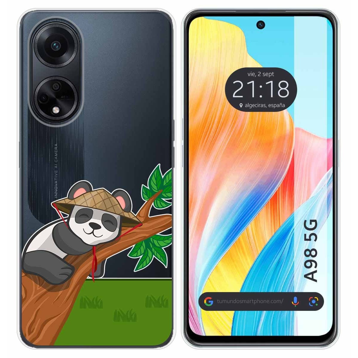 Funda Silicona Transparente para Oppo A98 5G diseño Panda Dibujos