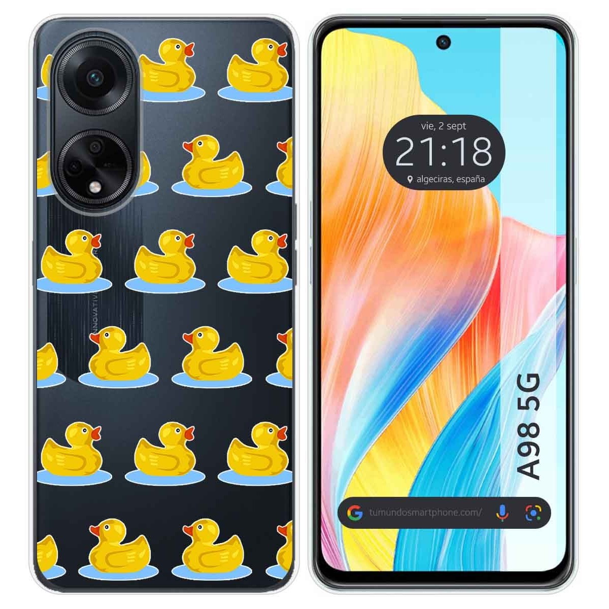 Funda Silicona Transparente para Oppo A98 5G diseño Pato Dibujos