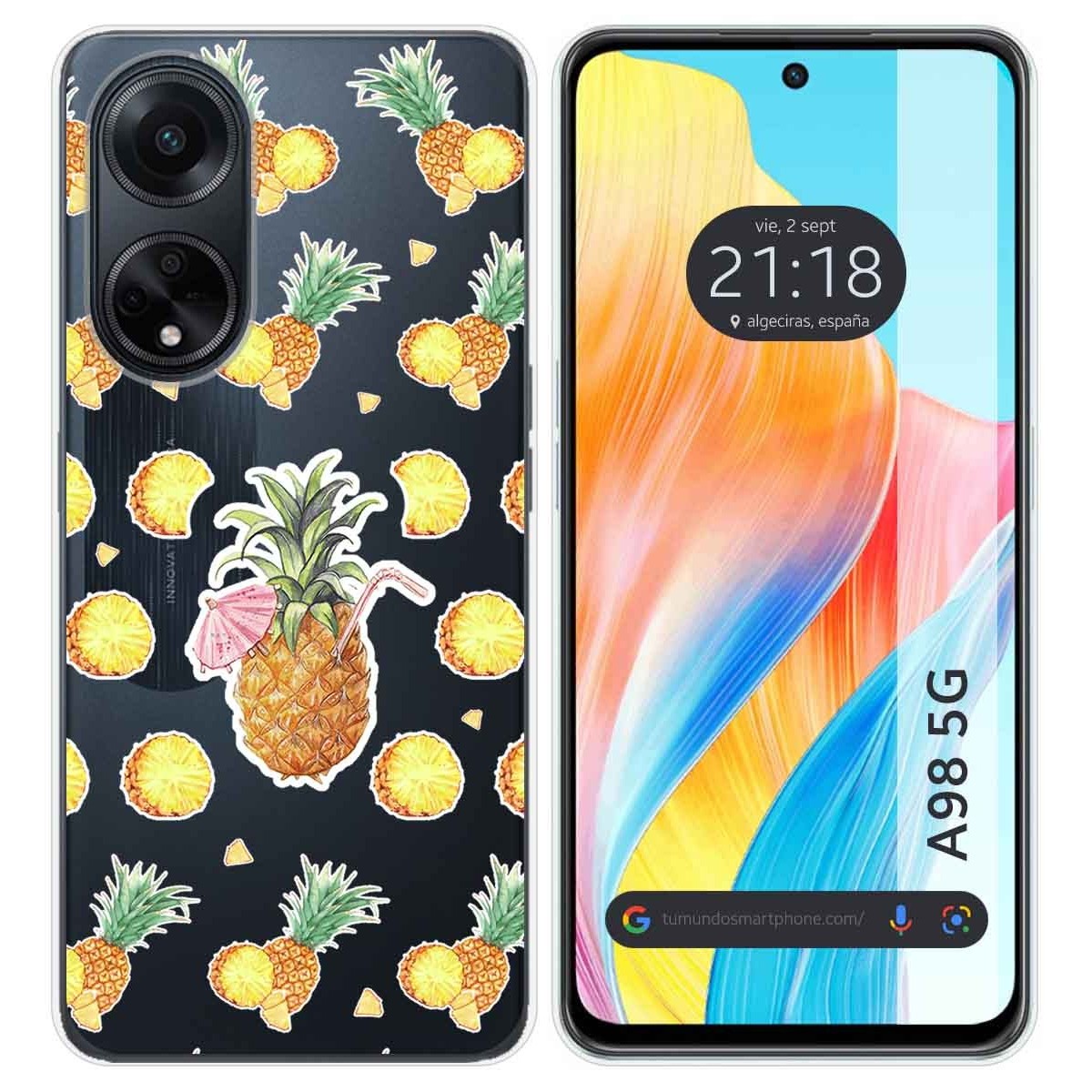 Funda Silicona Transparente para Oppo A98 5G diseño Piña Dibujos