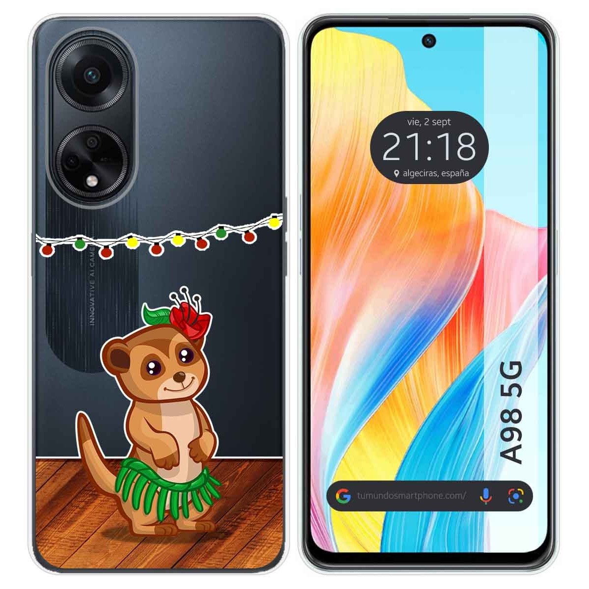 Funda Silicona Transparente para Oppo A98 5G diseño Suricata Dibujos