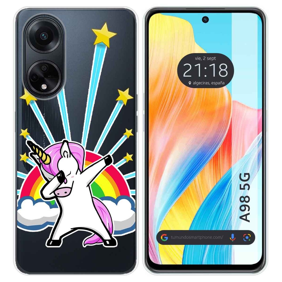 Funda Silicona Transparente para Oppo A98 5G diseño Unicornio Dibujos