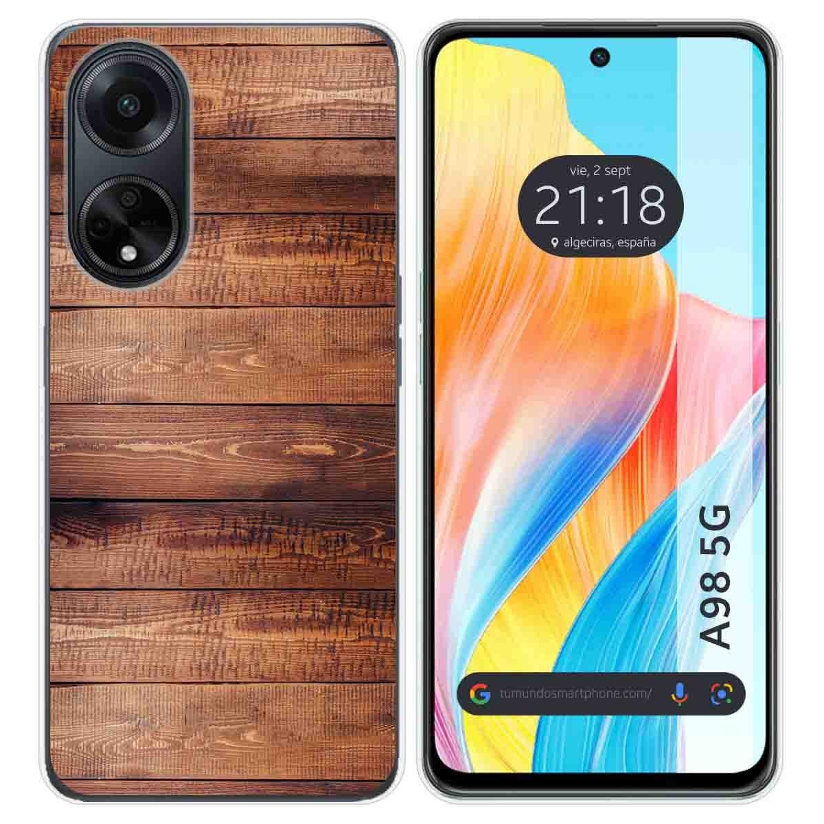 Funda Silicona para Oppo A98 5G diseño Madera 02 Dibujos