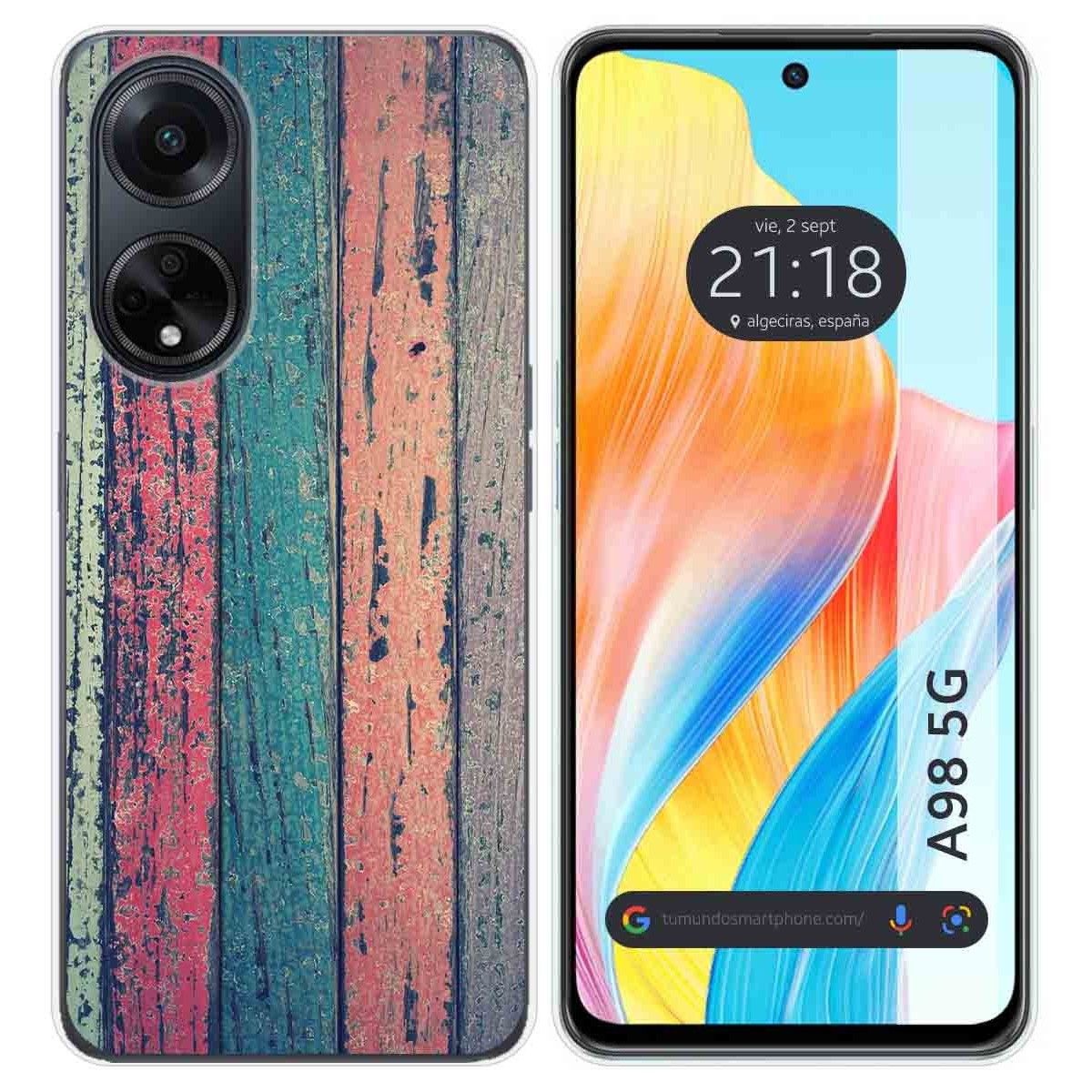 Funda Silicona para Oppo A98 5G diseño Madera 10 Dibujos