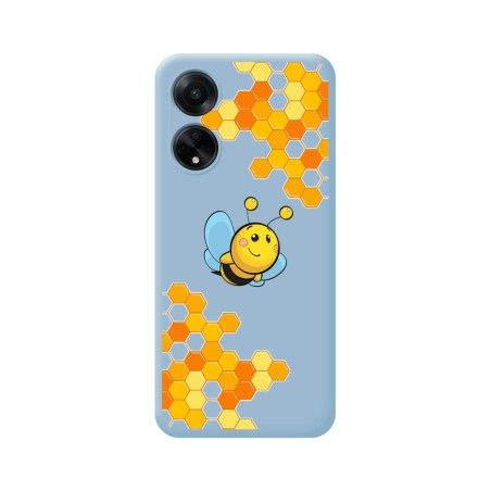 Funda Silicona Líquida Azul para Oppo A98 5G diseño Abeja Dibujos