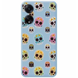 Funda Silicona Líquida Azul para Oppo A98 5G diseño Catrina Dibujos