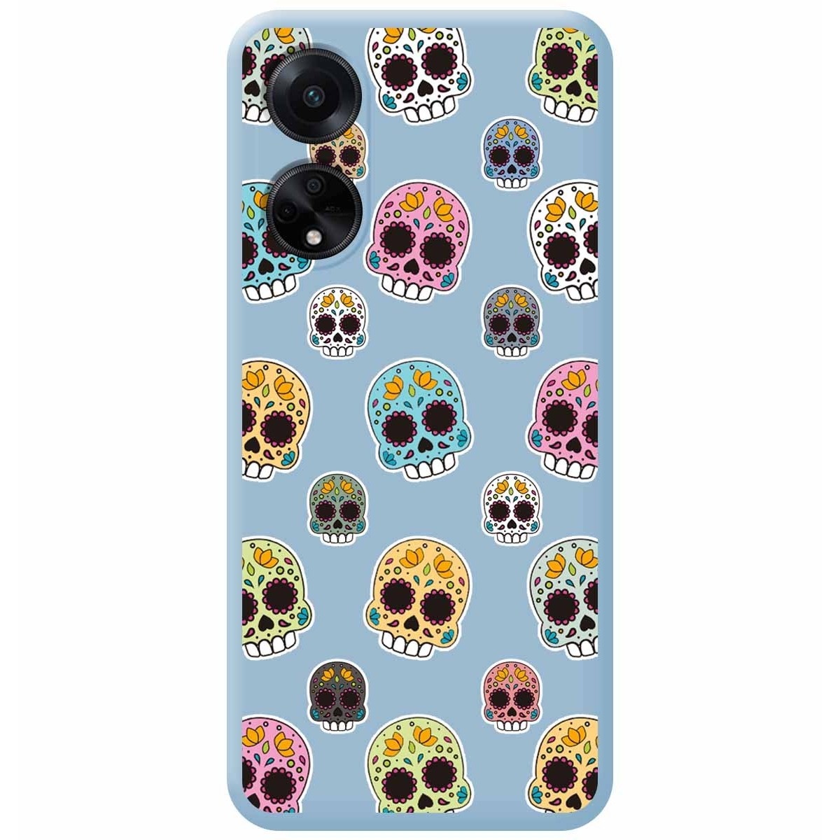 Funda Silicona Líquida Azul para Oppo A98 5G diseño Catrina Dibujos