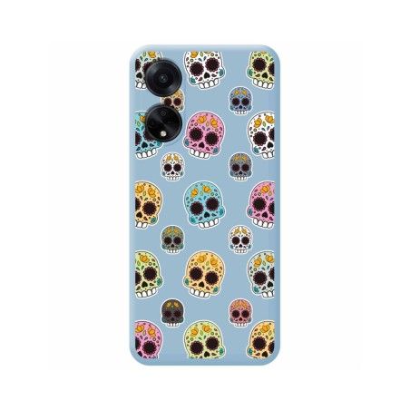 Funda Silicona Líquida Azul para Oppo A98 5G diseño Catrina Dibujos