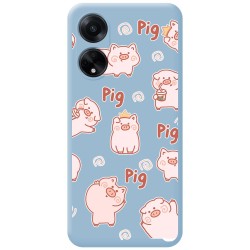 Funda Silicona Líquida Azul para Oppo A98 5G diseño Cerdos Dibujos