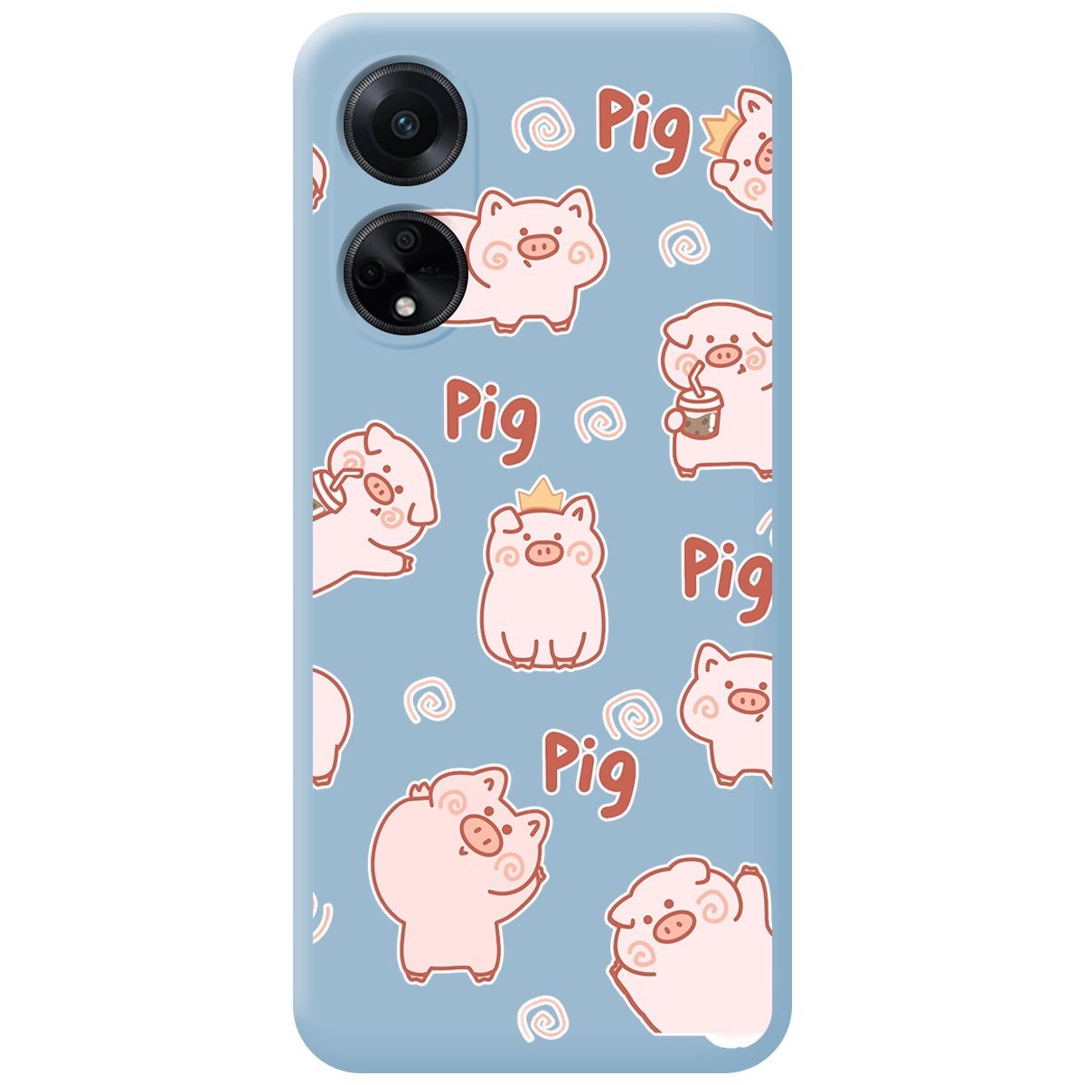 Funda Silicona Líquida Azul para Oppo A98 5G diseño Cerdos Dibujos