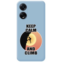 Funda Silicona Líquida Azul para Oppo A98 5G diseño Hombre Escalada Dibujos