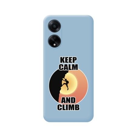 Funda Silicona Líquida Azul para Oppo A98 5G diseño Hombre Escalada Dibujos