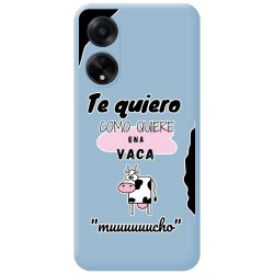 Funda Silicona Líquida Azul para Oppo A98 5G diseño Vaca Dibujos
