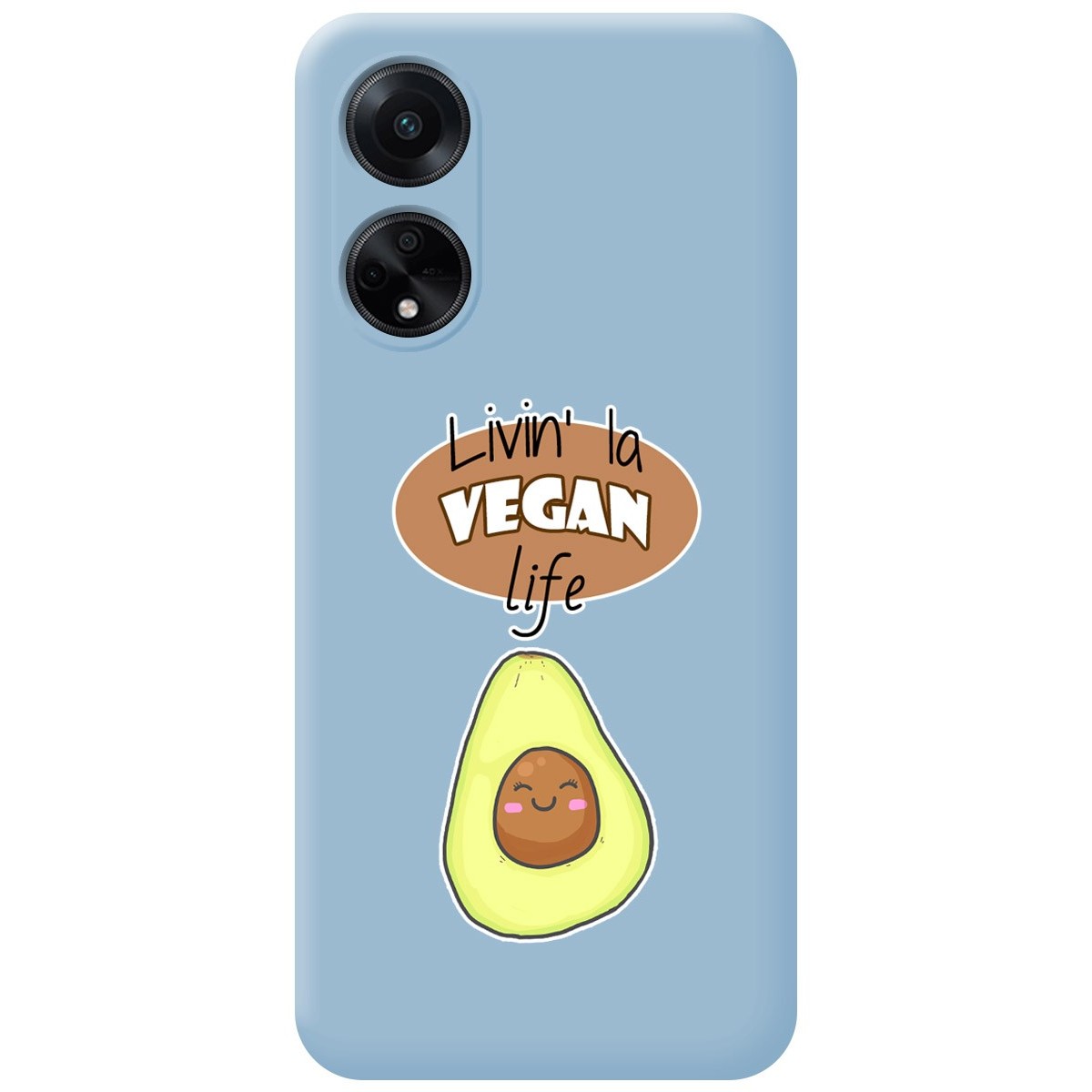 Funda Silicona Líquida Azul para Oppo A98 5G diseño Vegan Life Dibujos