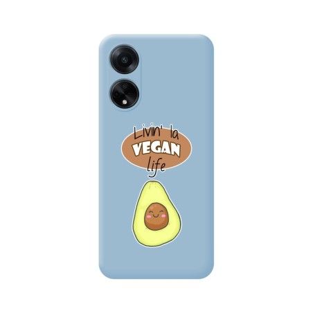Funda Silicona Líquida Azul para Oppo A98 5G diseño Vegan Life Dibujos