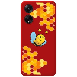 Funda Silicona Líquida Roja para Oppo A98 5G diseño Abeja Dibujos