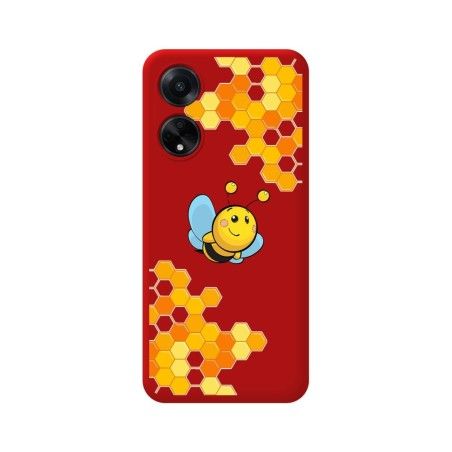 Funda Silicona Líquida Roja para Oppo A98 5G diseño Abeja Dibujos