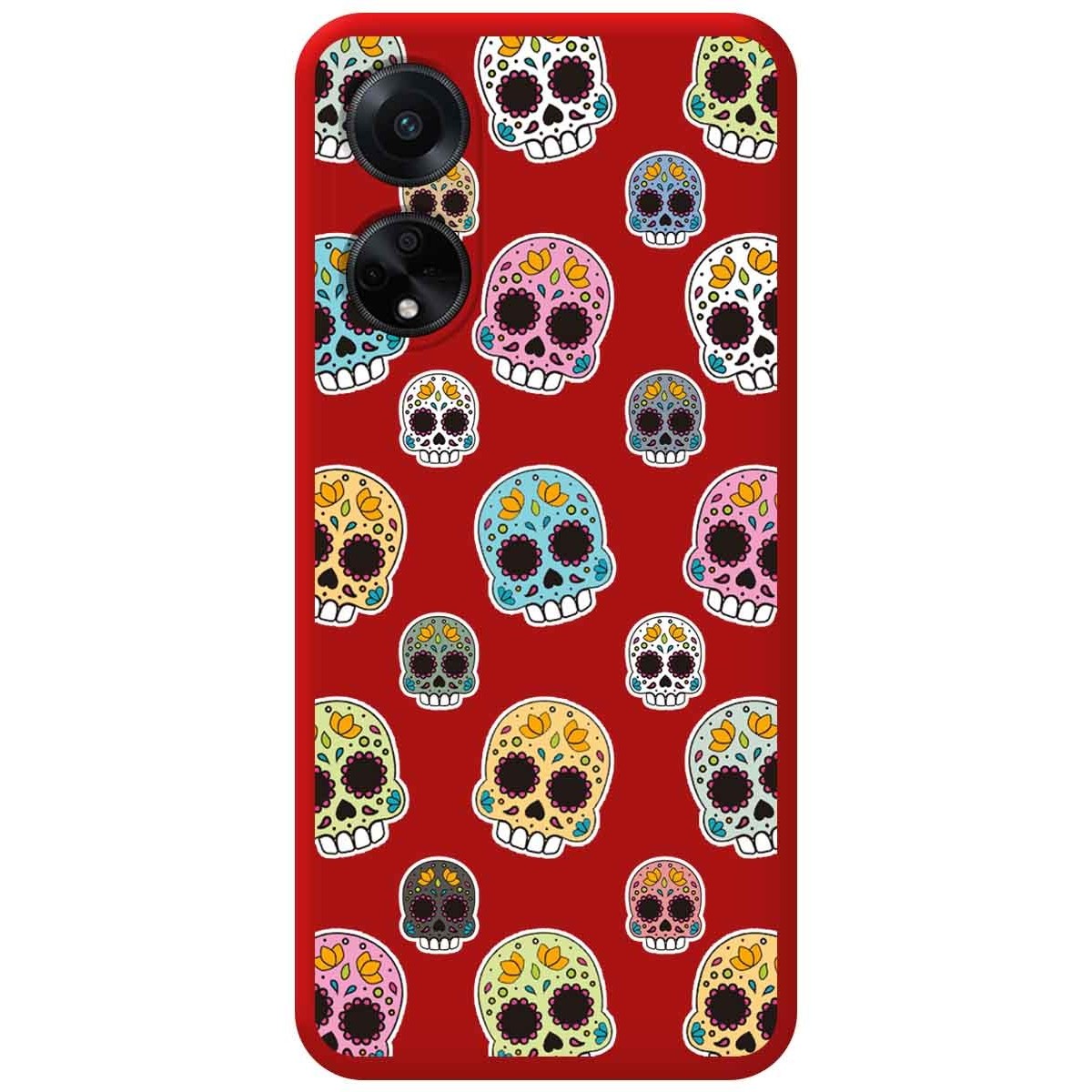 Funda Silicona Líquida Roja para Oppo A98 5G diseño Catrina Dibujos