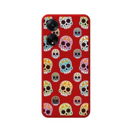 Funda Silicona Líquida Roja para Oppo A98 5G diseño Catrina Dibujos