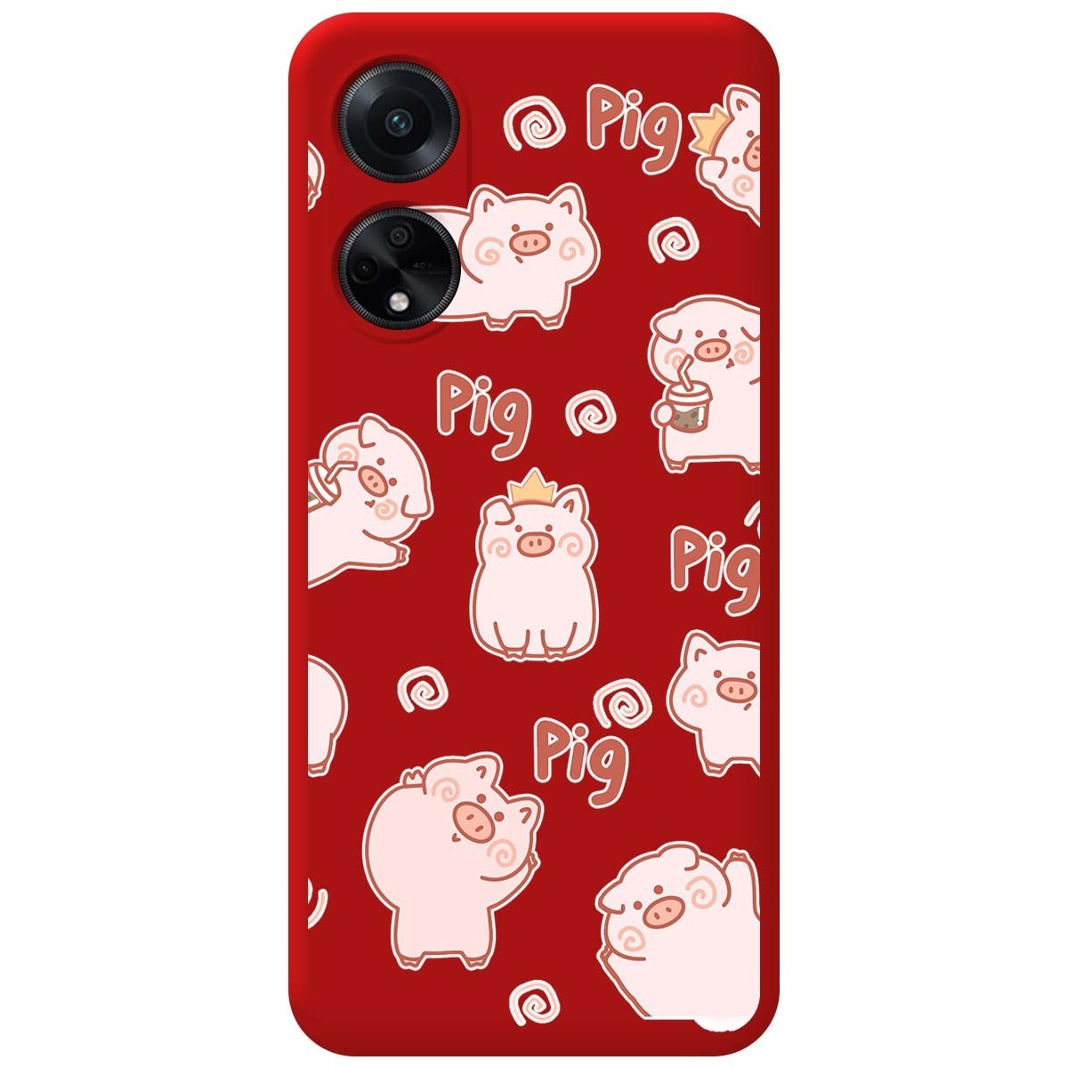 Funda Silicona Líquida Roja para Oppo A98 5G diseño Cerdos Dibujos