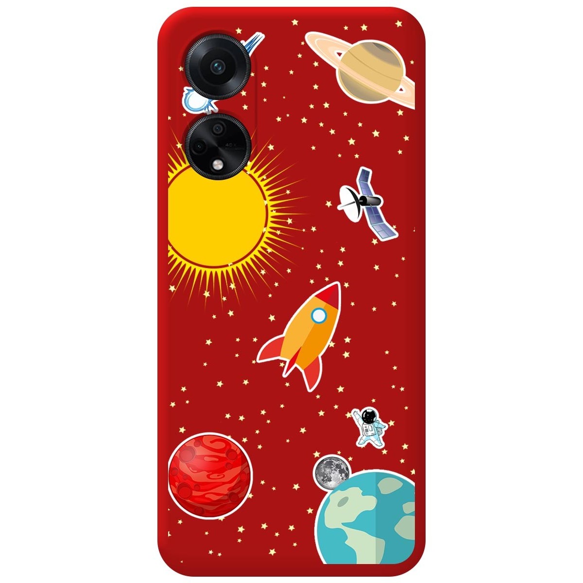 Funda Silicona Líquida Roja para Oppo A98 5G diseño Espacio Dibujos