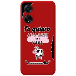 Funda Silicona Líquida Roja para Oppo A98 5G diseño Vaca Dibujos