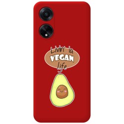 Funda Silicona Líquida Roja para Oppo A98 5G diseño Vegan Life Dibujos
