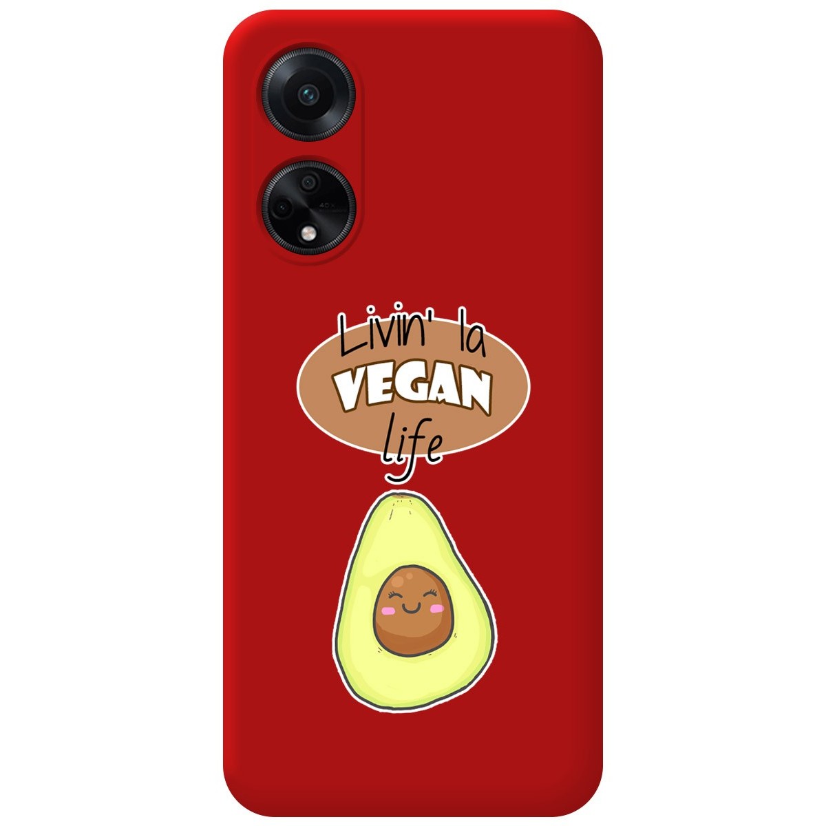 Funda Silicona Líquida Roja para Oppo A98 5G diseño Vegan Life Dibujos