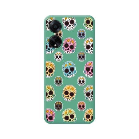 Funda Silicona Líquida Verde para Oppo A98 5G diseño Catrina Dibujos