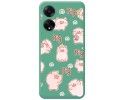 Funda Silicona Líquida Verde para Oppo A98 5G diseño Cerdos Dibujos