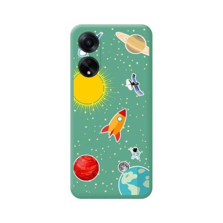 Funda Silicona Líquida Verde para Oppo A98 5G diseño Espacio Dibujos