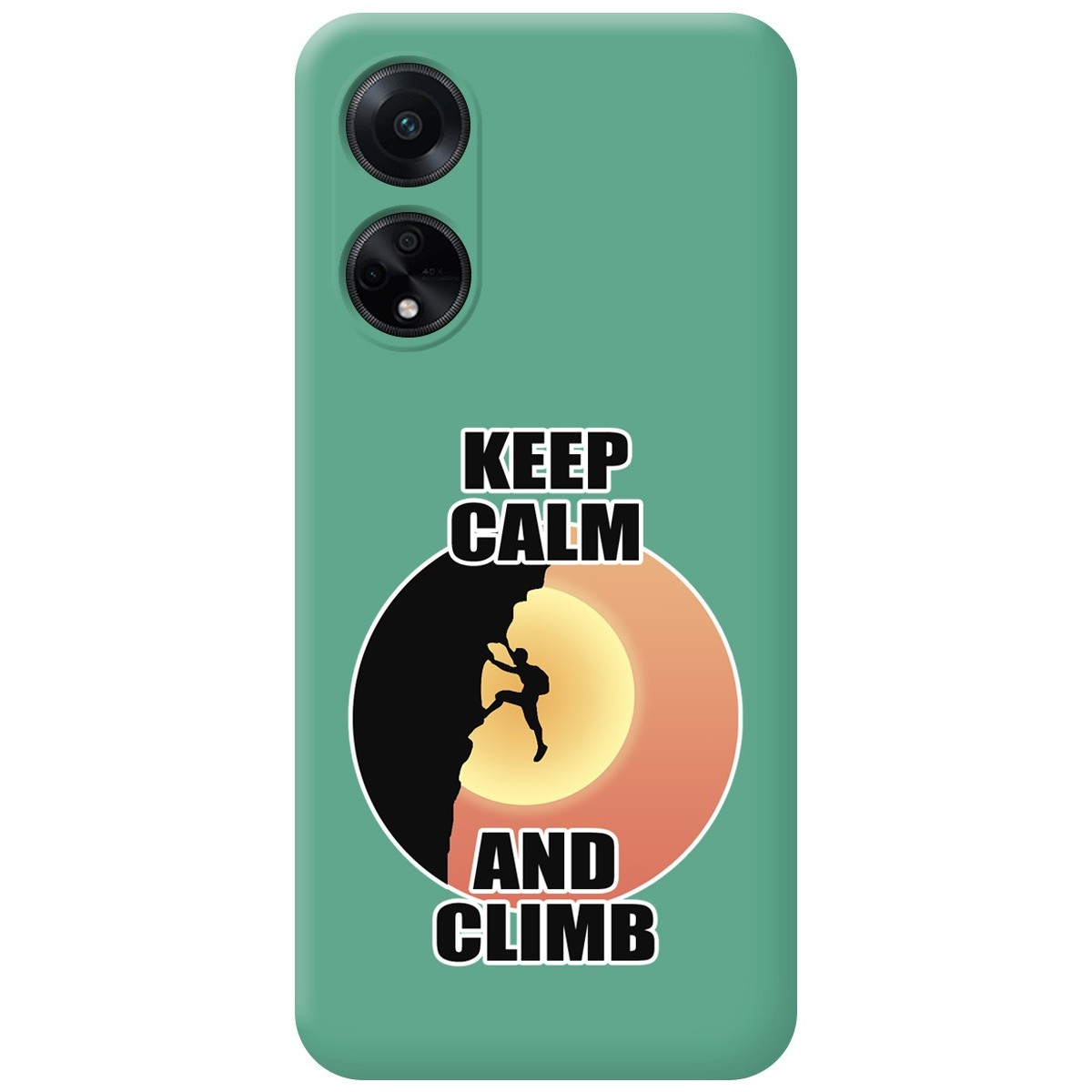 Funda Silicona Líquida Verde para Oppo A98 5G diseño Hombre Escalada Dibujos