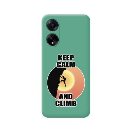 Funda Silicona Líquida Verde para Oppo A98 5G diseño Hombre Escalada Dibujos