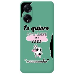 Funda Silicona Líquida Verde para Oppo A98 5G diseño Vaca Dibujos