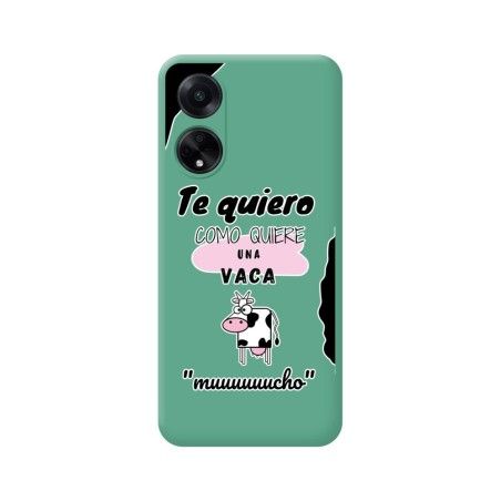 Funda Silicona Líquida Verde para Oppo A98 5G diseño Vaca Dibujos