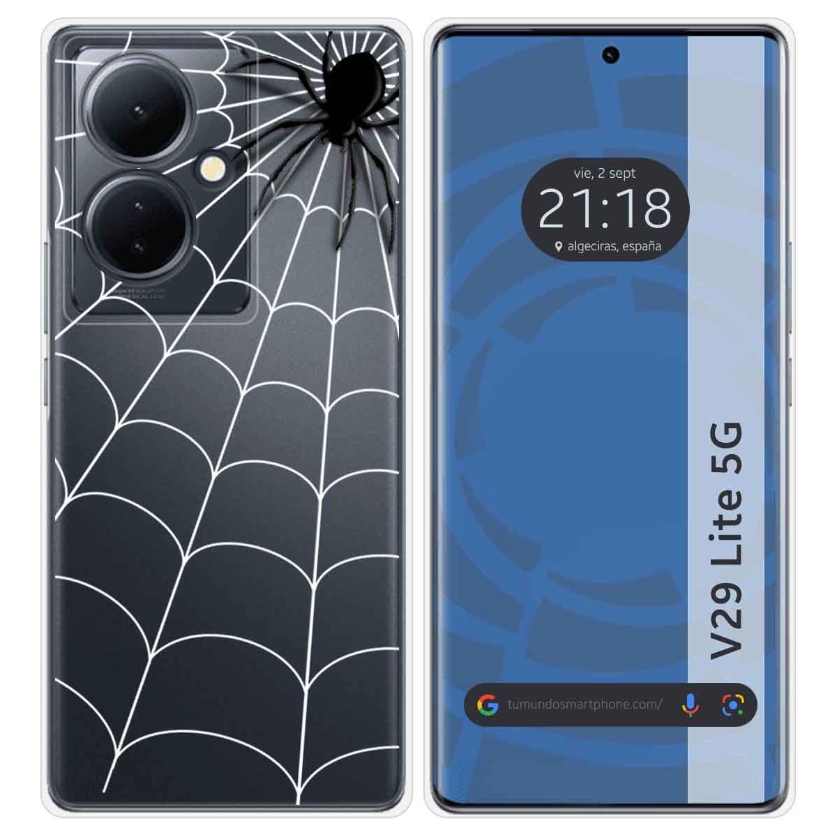 Funda Silicona Transparente para Vivo V29 Lite 5G diseño Araña Dibujos