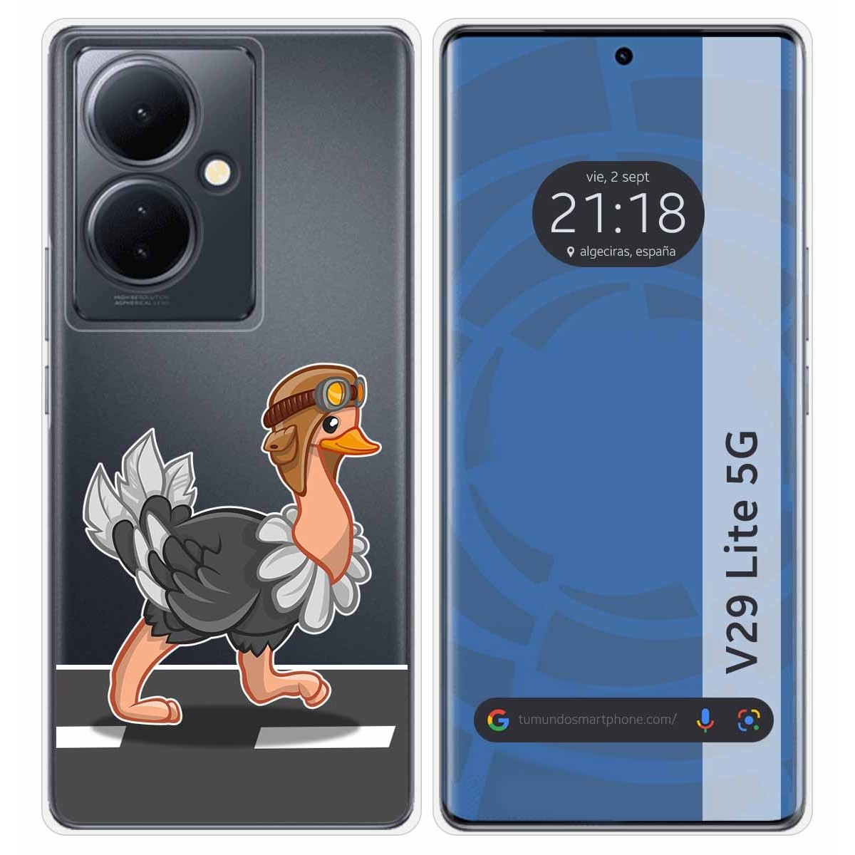 Funda Silicona Transparente para Vivo V29 Lite 5G diseño Avestruz Dibujos