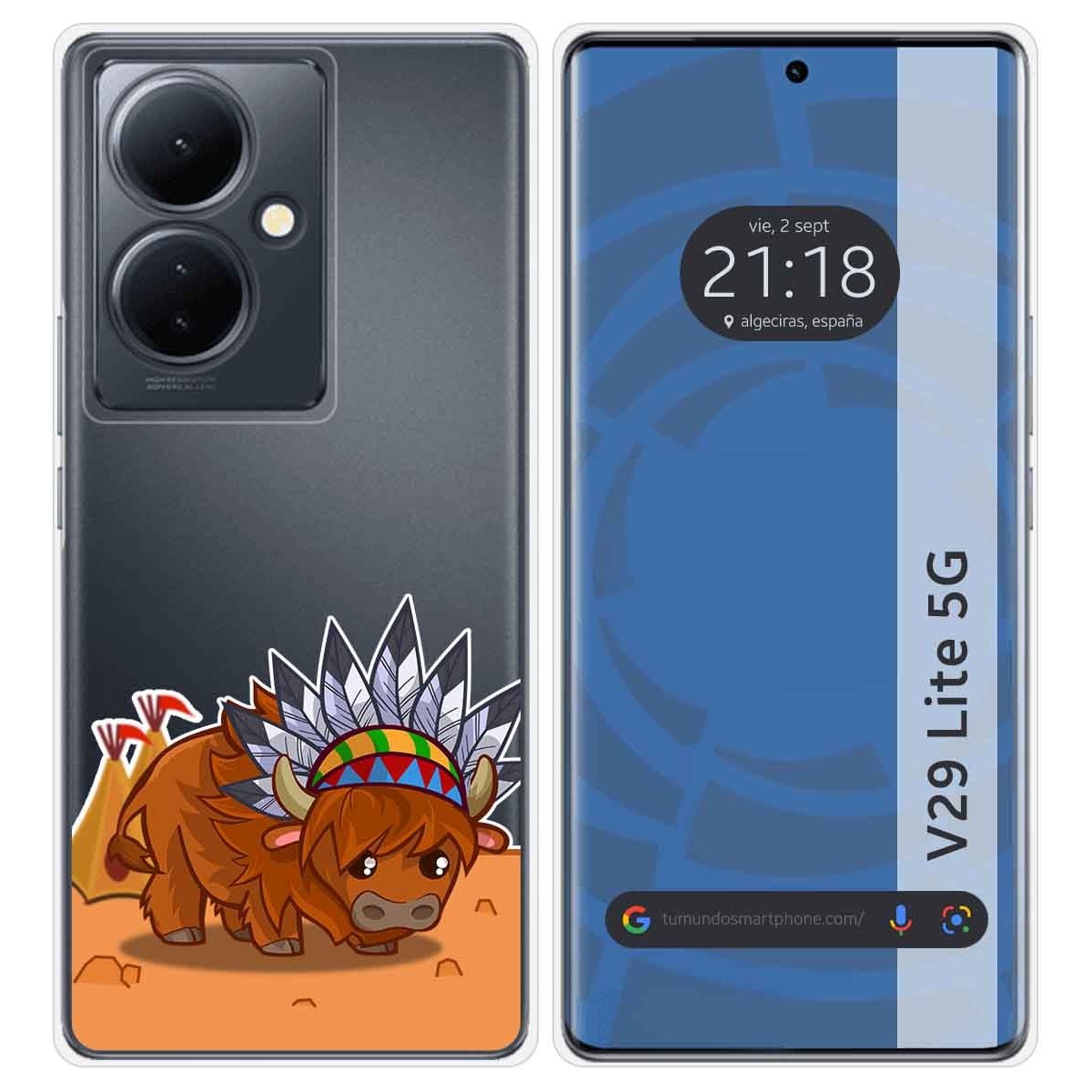 Funda Silicona Transparente para Vivo V29 Lite 5G diseño Bufalo Dibujos
