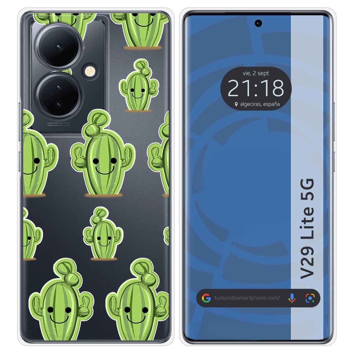 Funda Silicona Transparente para Vivo V29 Lite 5G diseño Cactus Dibujos