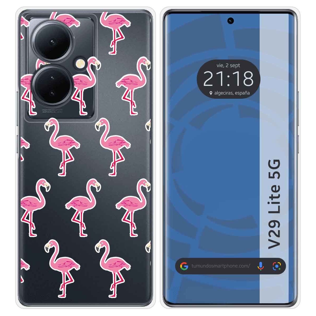 Funda Silicona Transparente para Vivo V29 Lite 5G diseño Flamenco Dibujos