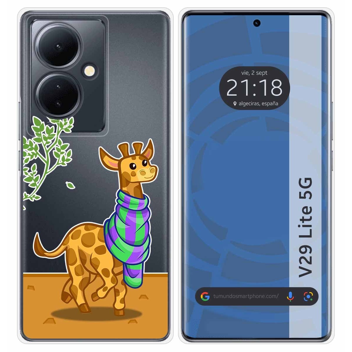 Funda Silicona Transparente para Vivo V29 Lite 5G diseño Jirafa Dibujos
