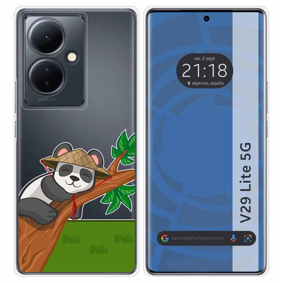 Funda Silicona Transparente para Vivo V29 Lite 5G diseño Panda Dibujos