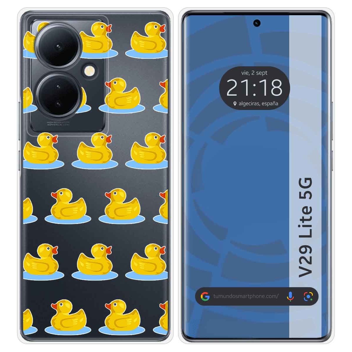 Funda Silicona Transparente para Vivo V29 Lite 5G diseño Pato Dibujos