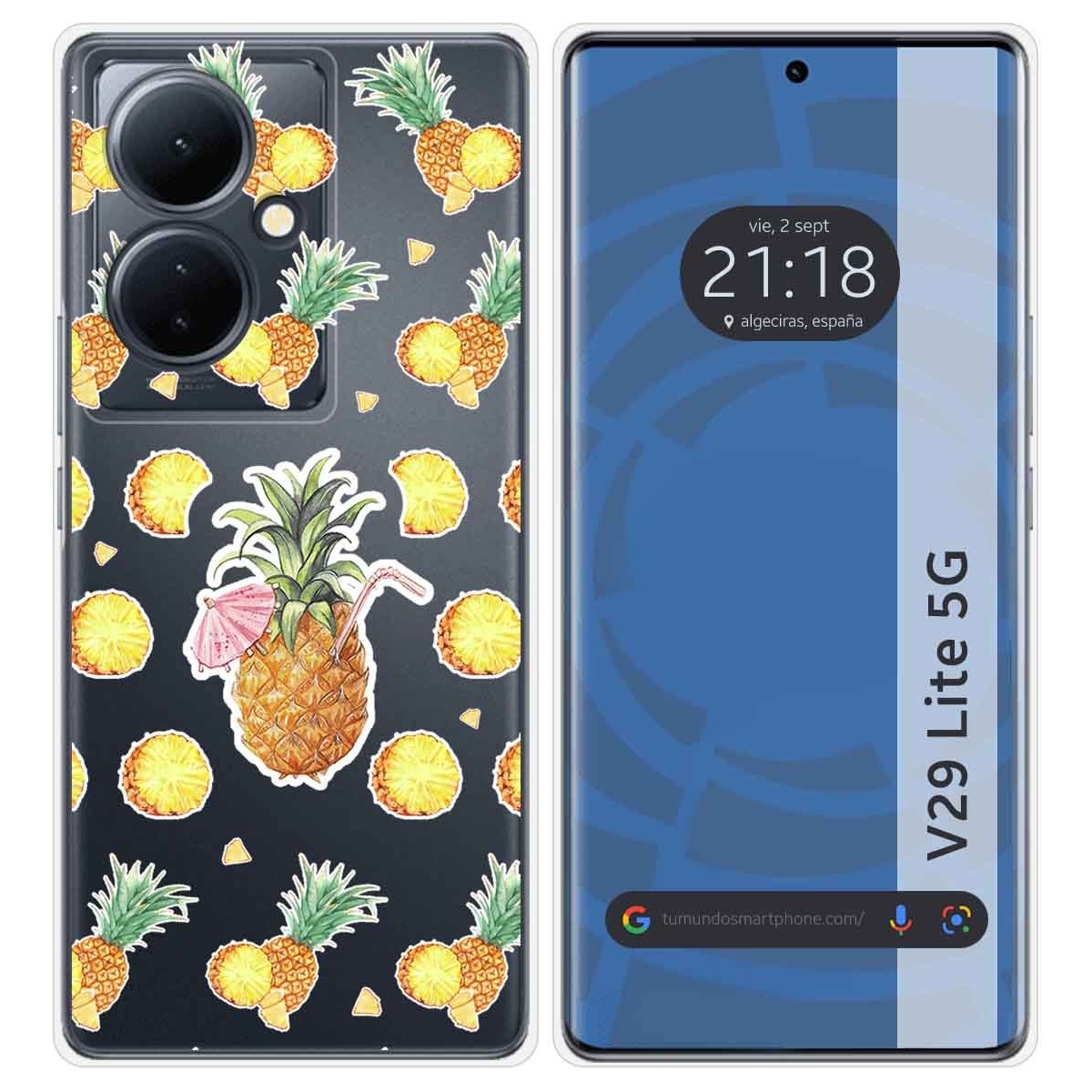 Funda Silicona Transparente para Vivo V29 Lite 5G diseño Piña Dibujos