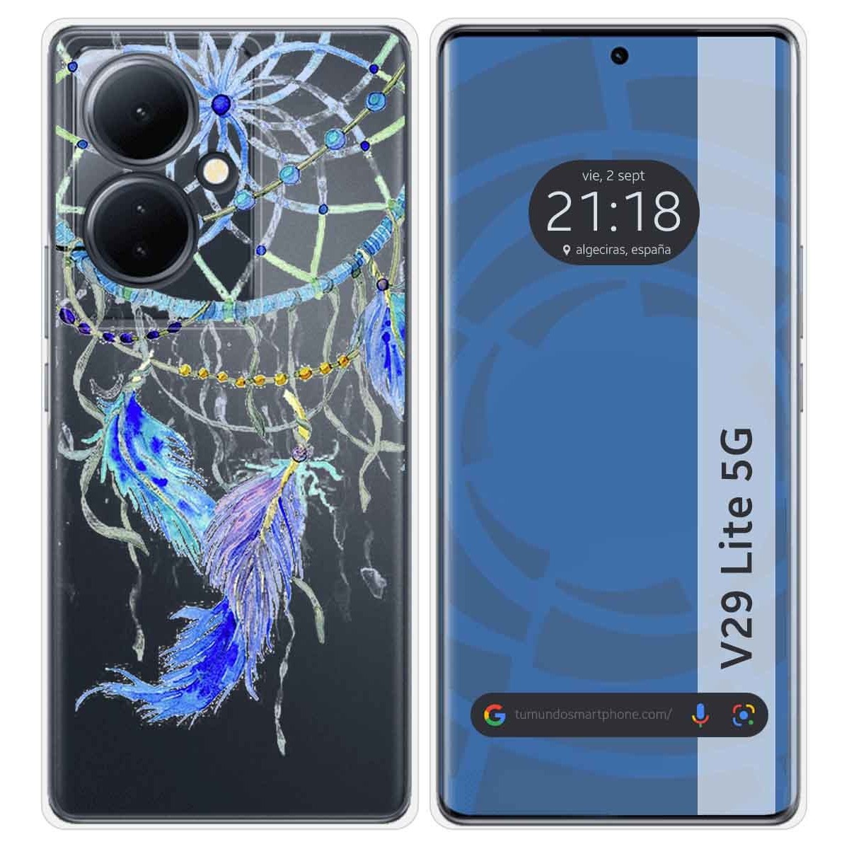 Funda Silicona Transparente para Vivo V29 Lite 5G diseño Plumas Dibujos