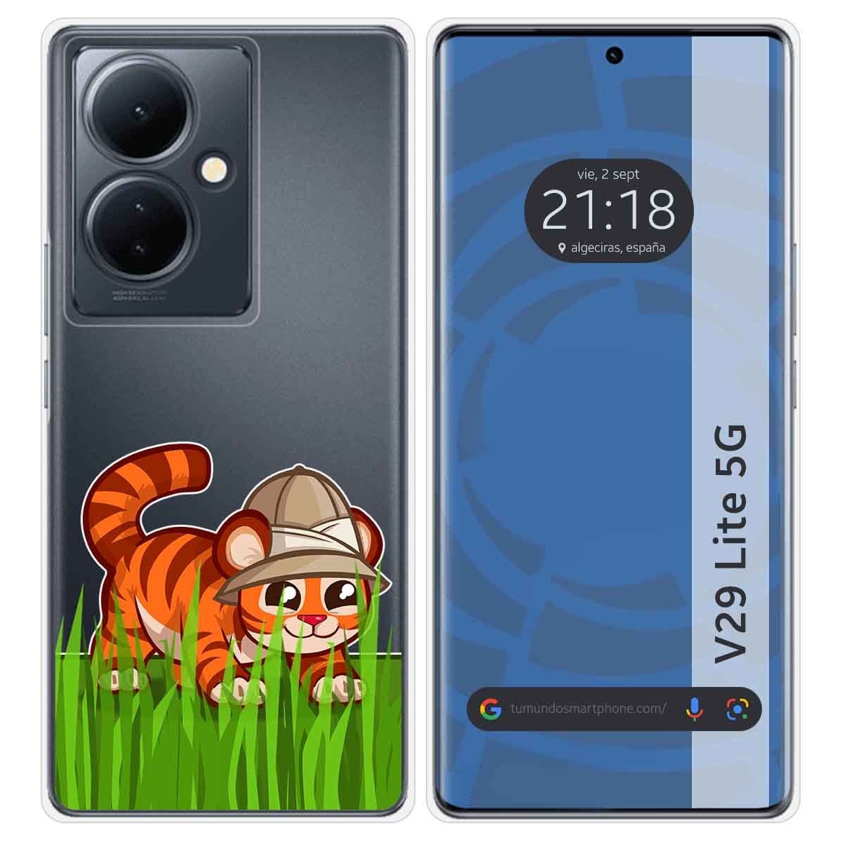 Funda Silicona Transparente para Vivo V29 Lite 5G diseño Tigre Dibujos