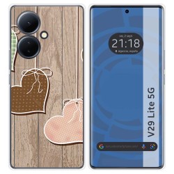 Funda Silicona para Vivo V29 Lite 5G diseño Corazones Madera Dibujos